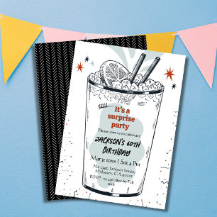 Invitation Cocktail retro boisson thème 60ème anniversaire su