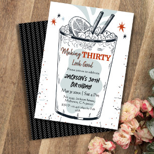 Invitation Cocktail retro boisson thème élégant 30e anniversa