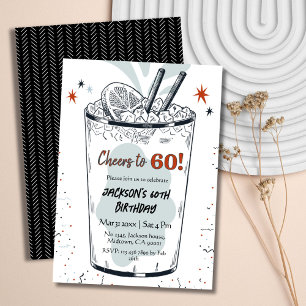 Invitation Cocktail retro boisson thème élégant 60e anniversa