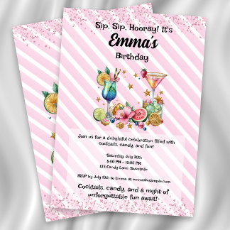 Invitation Cocktail rose Parties scintillant bonbon Anniversa