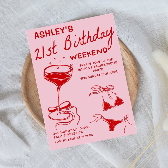 Invitation Cocktail rouge fête d'anniversaire (Créateur téléchargé)