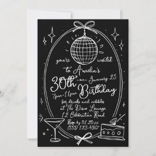 Invitation Cocktail Scribble Dessiné À La Main 30e À Tout Âge