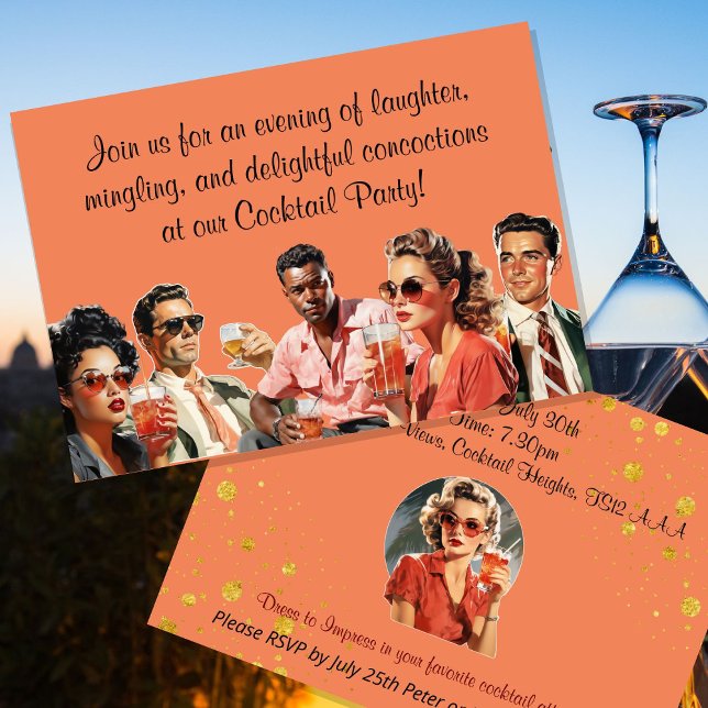 Invitation Cocktail soirée boissons se réunissent sophistiqué (Créateur téléchargé)