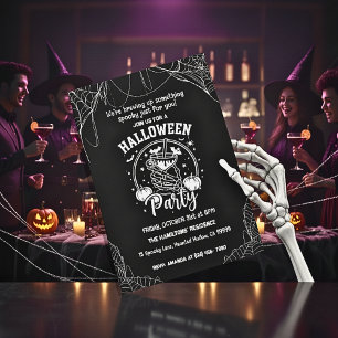 Invitation Cocktail squelette éffrayant Halloween pour adulte