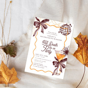 Invitation Cocktail Till Death Bow Halloween Enterrement de J