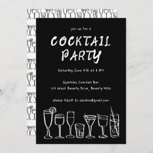 Invitation Cocktail Whimsical Boissons Custom Birthday Party 