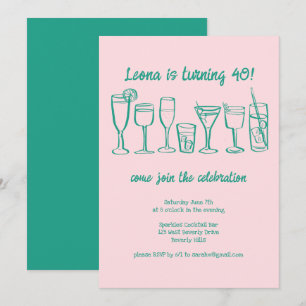 Invitation Cocktail Whimsical Boissons Personnalisé Anniversa