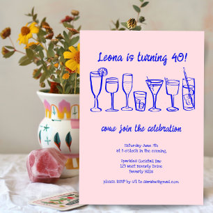 Invitation Cocktail Whimsical Boissons Personnalisé Anniversa