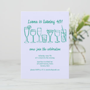 Invitation Cocktail Whimsical Boissons Personnalisé Anniversa