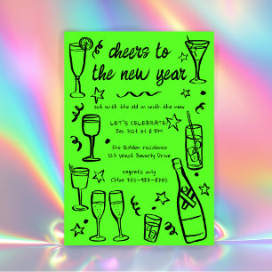 Invitation Cocktail Whimsical NEW YEAR Party Boissons sur mes