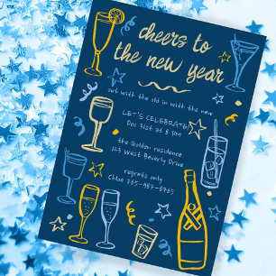 Invitation Cocktail Whimsical NEW YEAR Party Boissons sur mes