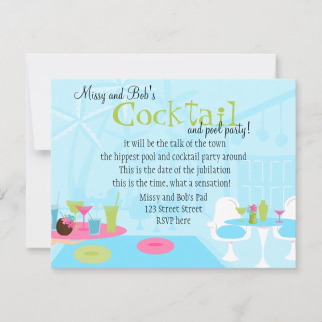 Invitation Cocktails à la piscine (Devant)