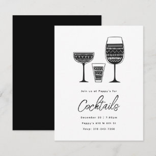 Invitation Cocktails à motifs Black and White Cocktail Party