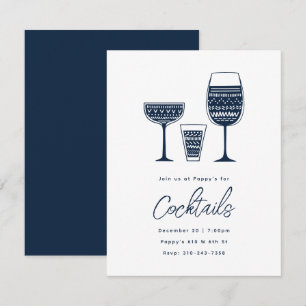Invitation Cocktails à motifs Navy Blue Cocktail Party