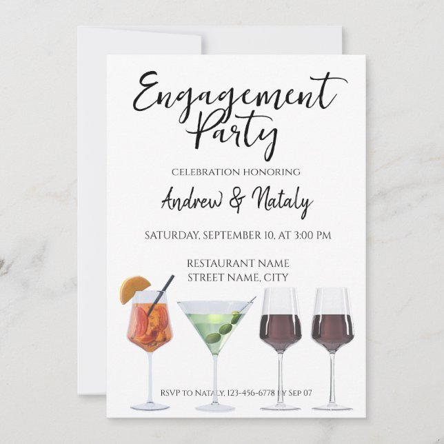Invitation Cocktails amusants colorés (Devant)