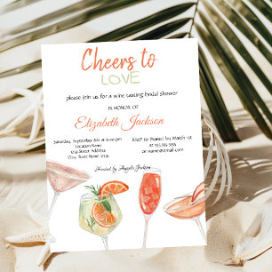 Invitation Cocktails aquarelle douche de mariée rayée  