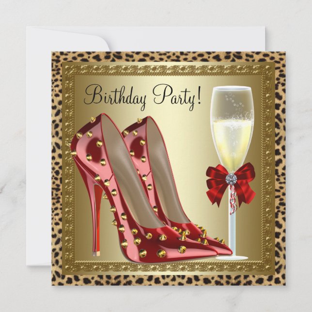 Invitation Cocktails Chaussures à talons hauts rouges Anniver (Devant)