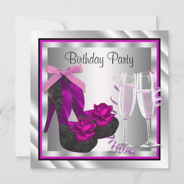 Invitation Cocktails Chaussures Femmes Hot rose Noir Annivers (Devant)