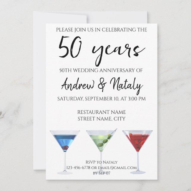 Invitation Cocktails colorés et amusants (Devant)