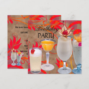 Invitation Cocktails de fête d'anniversaire d'été Tropical