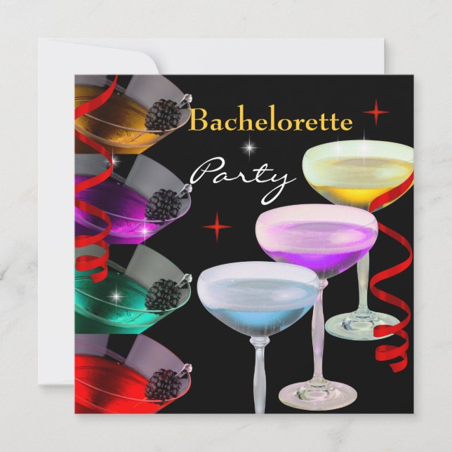 Invitation Cocktails de la fête de la Bachelorette Champagne (Devant)