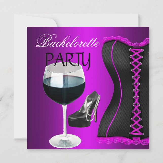 Invitation Cocktails de la fête de la Bachelorette Magenta Bl (Devant)