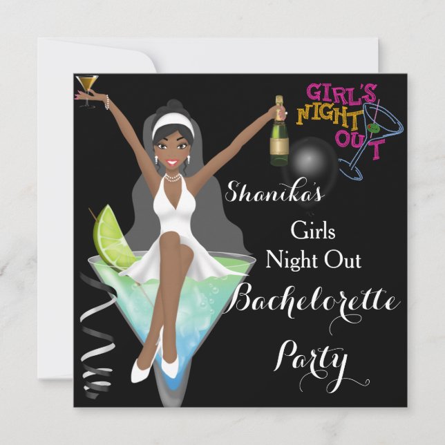 Invitation Cocktails de la soirée afro-américaine de bachelor (Devant)