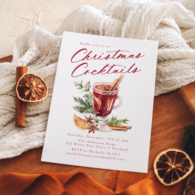 Invitation Cocktails de Noël festifs Fête Fête (Créateur téléchargé)