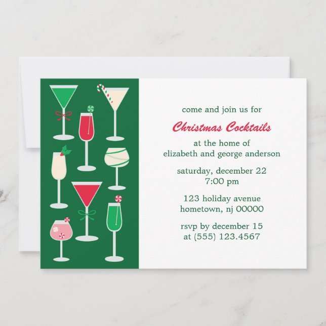 Invitation Cocktails de Noël Fête de Noël (Devant)