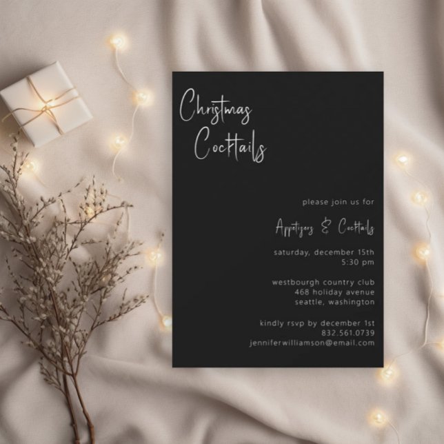 Invitation Cocktails de Noël Script moderne Fête de Vacances (Créateur téléchargé)