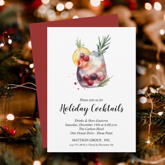 Invitation Cocktails de vacances Festive Noël Party (Créateur téléchargé)