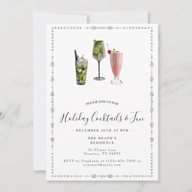 Invitation Cocktails de vacances & Fun Christmas Party (Devant)