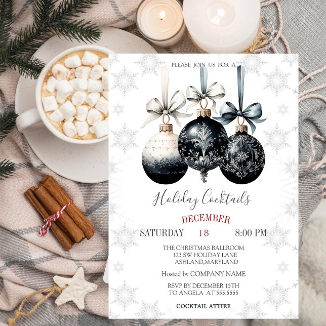 Invitation Cocktails de vacances Snowflakes Christmas Balls (Créateur téléchargé)