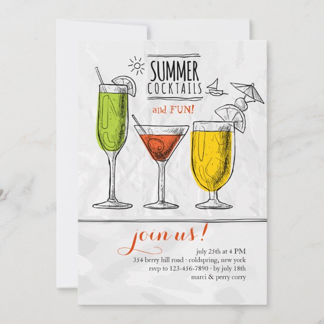 Invitation Cocktails d'été (Devant)