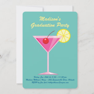 Invitation Cocktails d'été Graduation Party - Turquoise