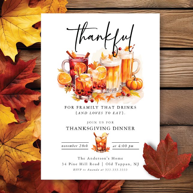 Invitation Cocktails Drôle Thanksgiving Dîner (Créateur téléchargé)