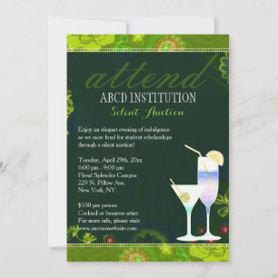 Invitation Cocktails élégants Collecte de fonds Enchères sile