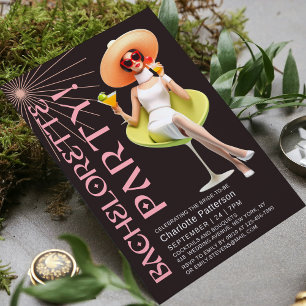 Invitation Cocktails élégants Retro Bachelorette Party