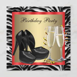 Invitation Cocktails Escarpins Rouges Zèbre Rouge Anniversair