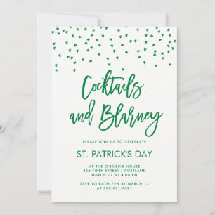 Invitation Cocktails et Blarney Vert moderne et blanc