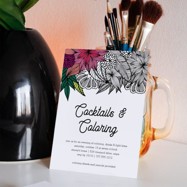 Invitation Cocktails et Coloring Party (Créateur téléchargé)