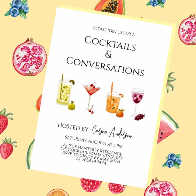 Invitation Cocktails et conversation amusants  (Créateur téléchargé)
