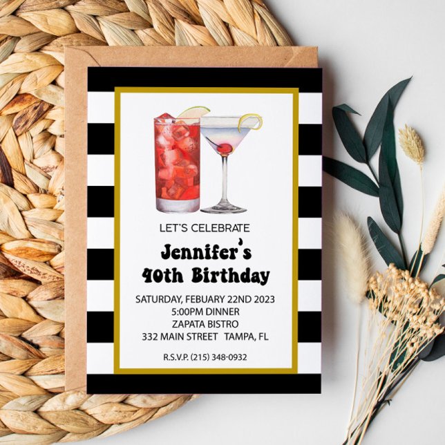 Invitation Cocktails et dîner Anniversaire (Créateur téléchargé)