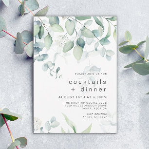Invitation Cocktails et eucalyptus botanique pour dîner