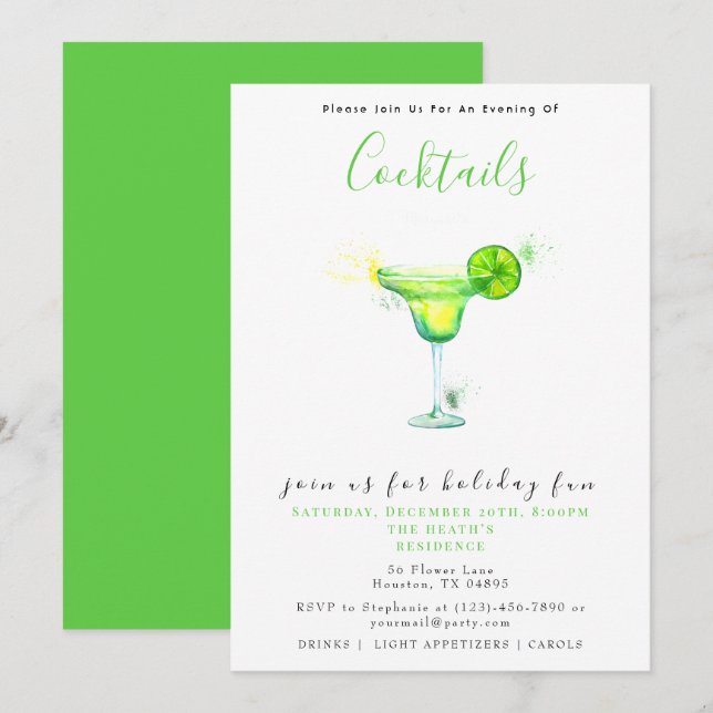 Invitation Cocktails festifs Noël (Devant / Derrière)