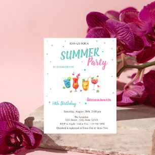 Invitation Cocktails Fruits d'été Anniversaire