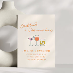 Invitation Cocktails Gribouillages Manuscrits Soirée d'Été Fê