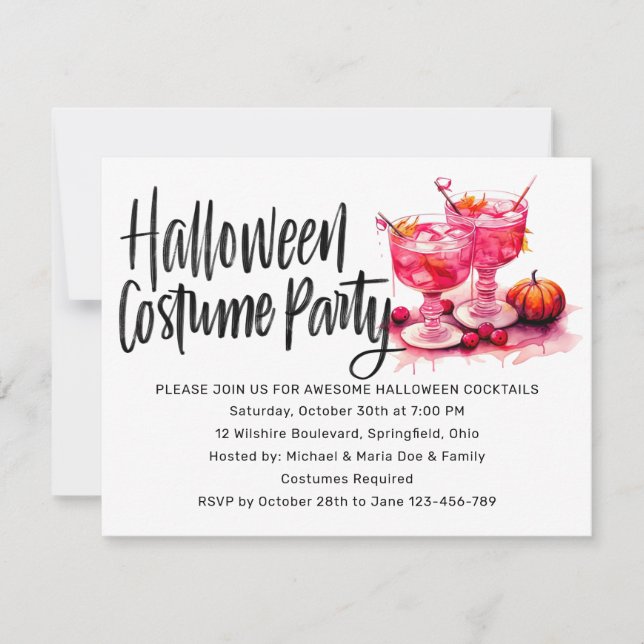 Invitation Cocktails Halloween et soirée costumée (Devant)