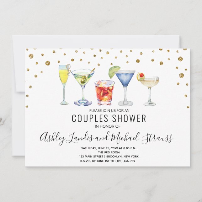 Invitation Cocktails mixtes Boissons Couple Wedding shower (Devant)