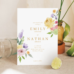 Invitation Cocktails modernes Citrus Aquarelle Paradis Floral